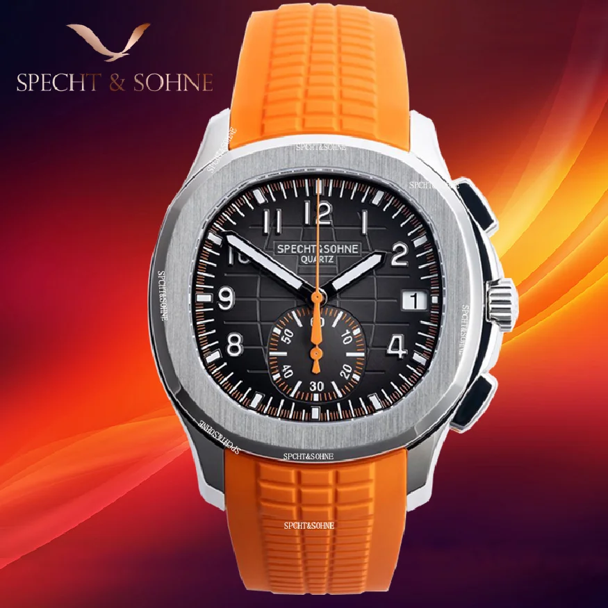 

2023 New Arrivals Mens Watches Top Brand Luxury Specht&Sohne Fashion Wristwatch Stainless Steel Orange Rubber Strap Waterproof