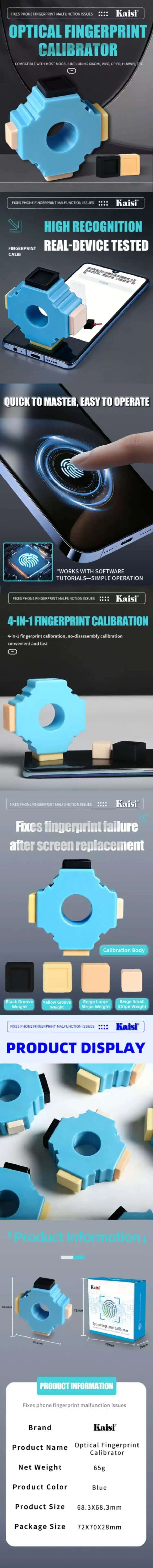 Kaisi 4-IN-1 optischer Fingerabdruckkalibrator für die Reparatur von Mobiltelefonen, hohe Erkennungsrate, optisches Fingerabdruckkalibrator-Werkzeug – Detail 2