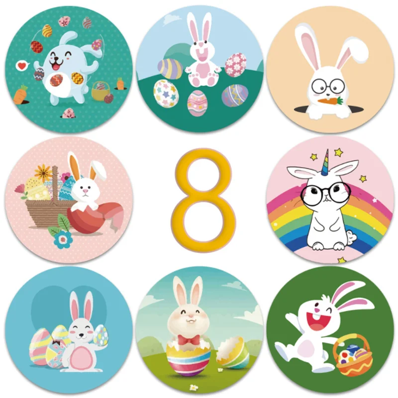 

Cute Easter Bunny Sticker Labels 1inch Decor Sticker For Envelope Sealing Labels Stationery Child Reward Sticker 500pcs /roll