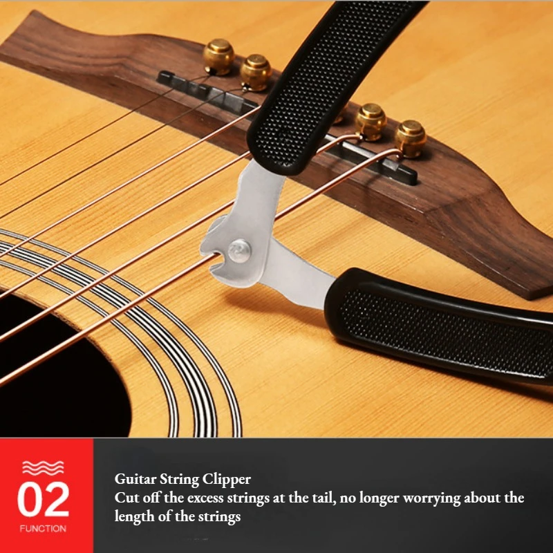Guitar String Winder String Cutter Bridge Pin Puller 3 IN 1String Peg Winder Guitar Repair Tool Black