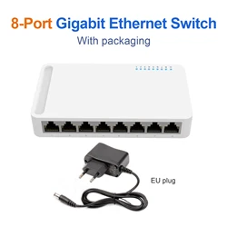 Enhanced Gigabit Network Switch with Power Cable for Home and Office Networking (8 Port EU - PLUG)