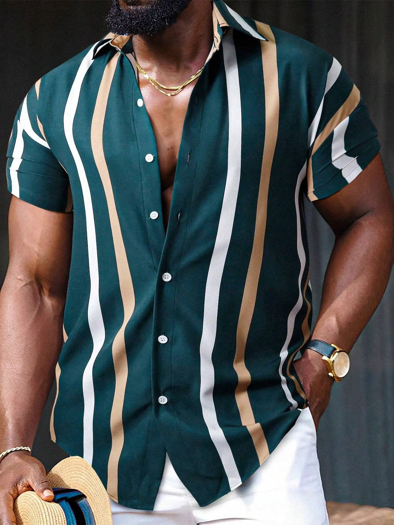 

2024 Men's Shirt Summer Clothing Stripe Graphic 3D Print Shirts Men Short Sleeve Tops Streetwear Loose Casual Hawaiian Shirts