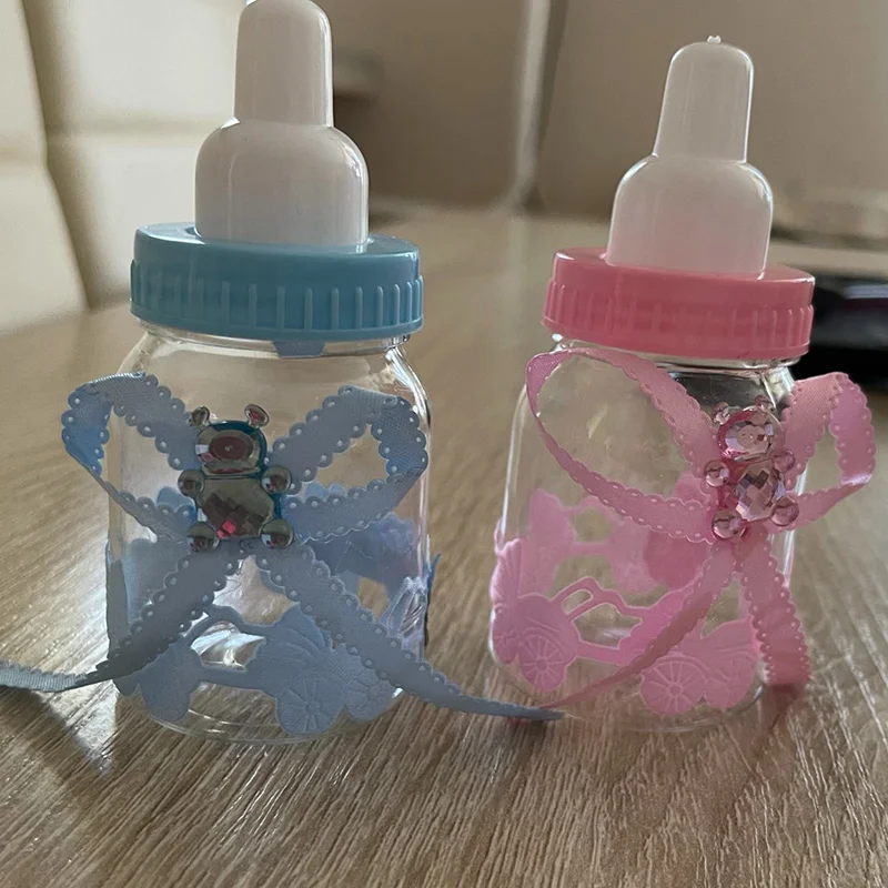 12 stücke Feeder Stil Candy Flasche für Baby Shower Favors Fillable Mini Flasche Candy Geschenk für Junge Mädchen Neugeborenen Taufe geburtstag – Detail 1