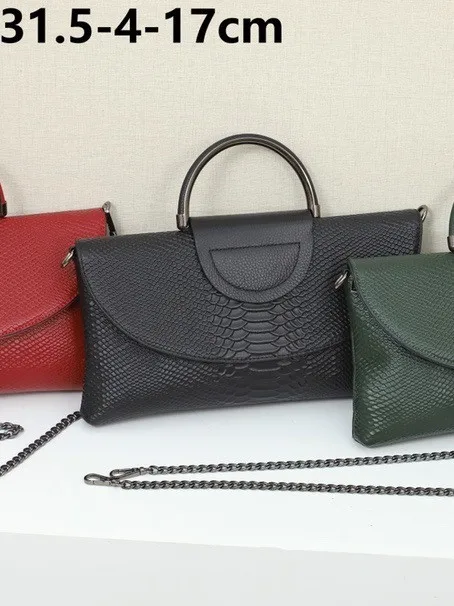 Alligator-Muster, echtes Leder, Clutch-Tasche für Damen, echtes Rindsleder, Tragetasche, modische Damen-Schulter- oder Umhängetaschen – Detail 3