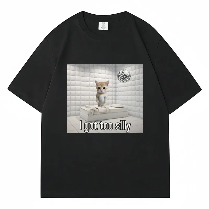 I Got Too Silly Funny Sad Crying Cat Meme T Shirt Men Women Trendy ...