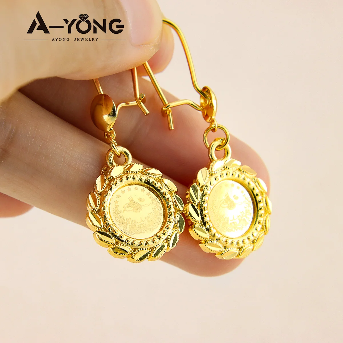 INFASHION Unique Design Muslim Jewelry Islamic Earrings 18K Gold Plated  Antique Coin Dangle Drop Earring For Women | Wish