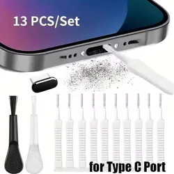 Universal Charging Port Dust Plug and Cleaning Brush Set - for Smartphones and Devices (For Type C)