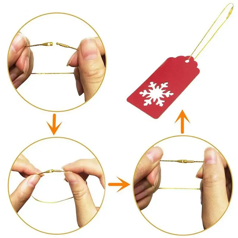 200 Pcs Christmas Ornaments Hangers Hanging Tag Ropes Clothing Tag Ropes Sub Gold Thread Rope Clothing Decor Hanging Rope