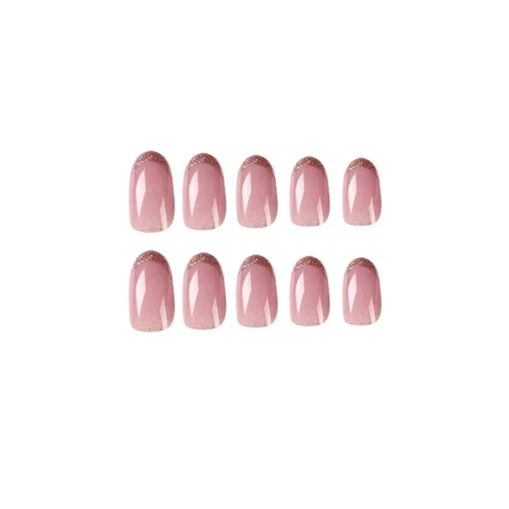 24pcs Nail Tips DIY Fake Nials False Nails Short Almond Pink Grey French