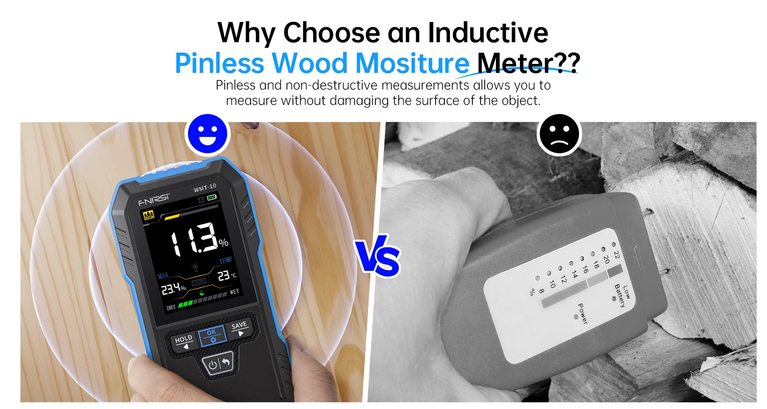 WMT-10 Hygrometer Inductive Wood Moisture Meter 17mm Measurement Depth