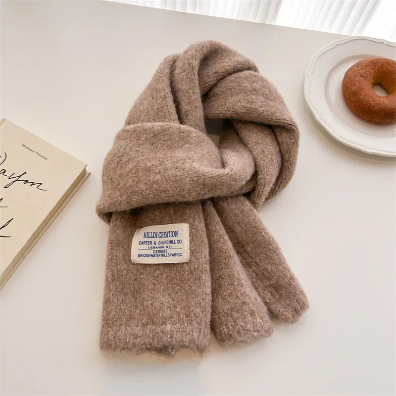 thumbnail image 1 of 2024 Nueva bufanda de lana de invierno cálida y gruesa sólida bufandas más cálidas para hombres y mujeres moda de punto chal versátil babero de cuello suave diseñador, 1 of 5