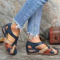 Dames sandales été chaussures pour femmes grande taille sandales à talons compensés bouquet pied décontracté imprimé sandale dames sandales pour femmes 3