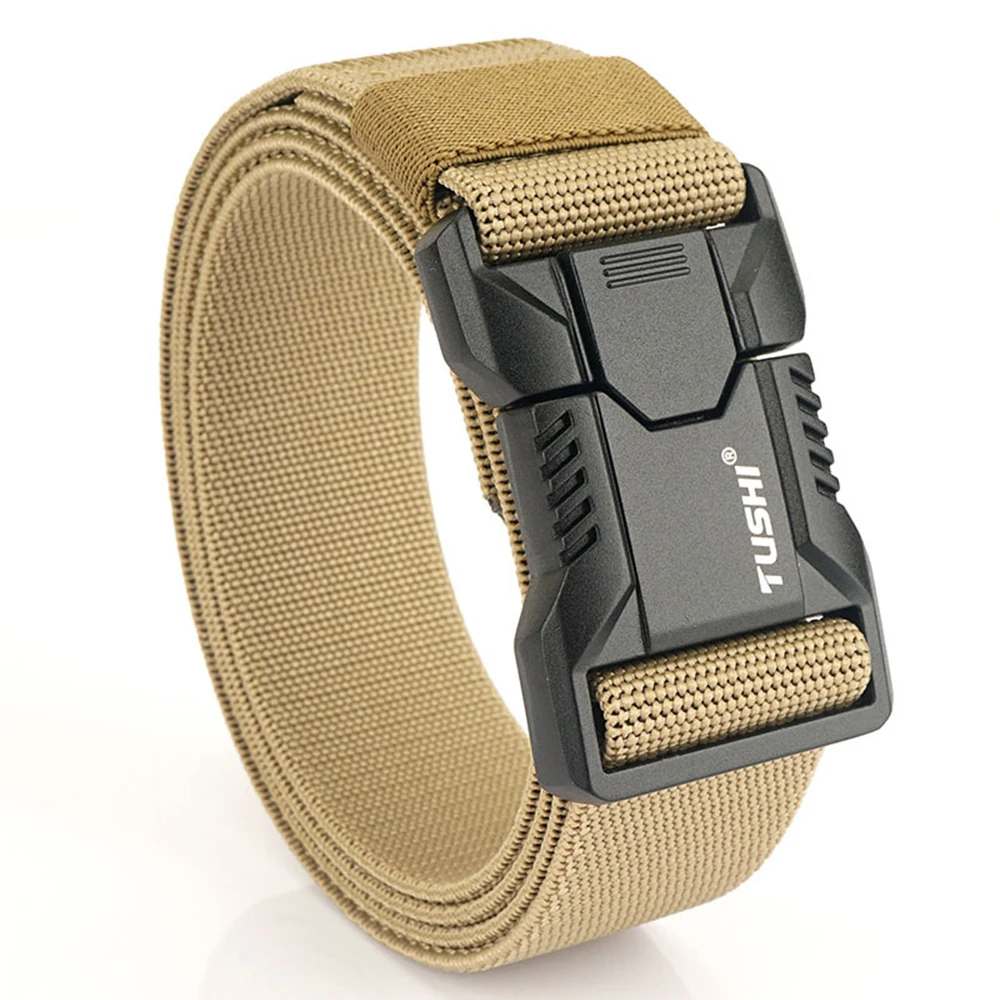 Tushi echte taktische Gürtel Aluminium legierung Schnalle Schnell verschluss elastischen Gürtel Casual Workwear Trainings gürtel Herren Hosen gürtel – Detail 18