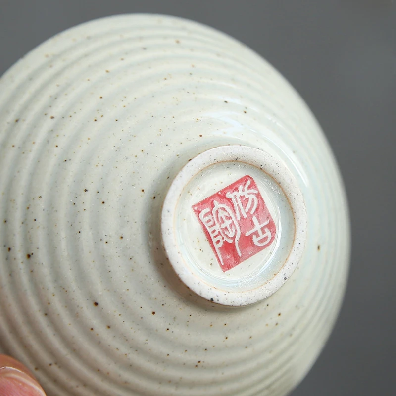 Tea Cup Master Cup Grass Gray Bamboo Hat Retro Kung Fu Chinese Making Ceramic Underglaze Colored Guest Cups Teaware Kitchen Bar