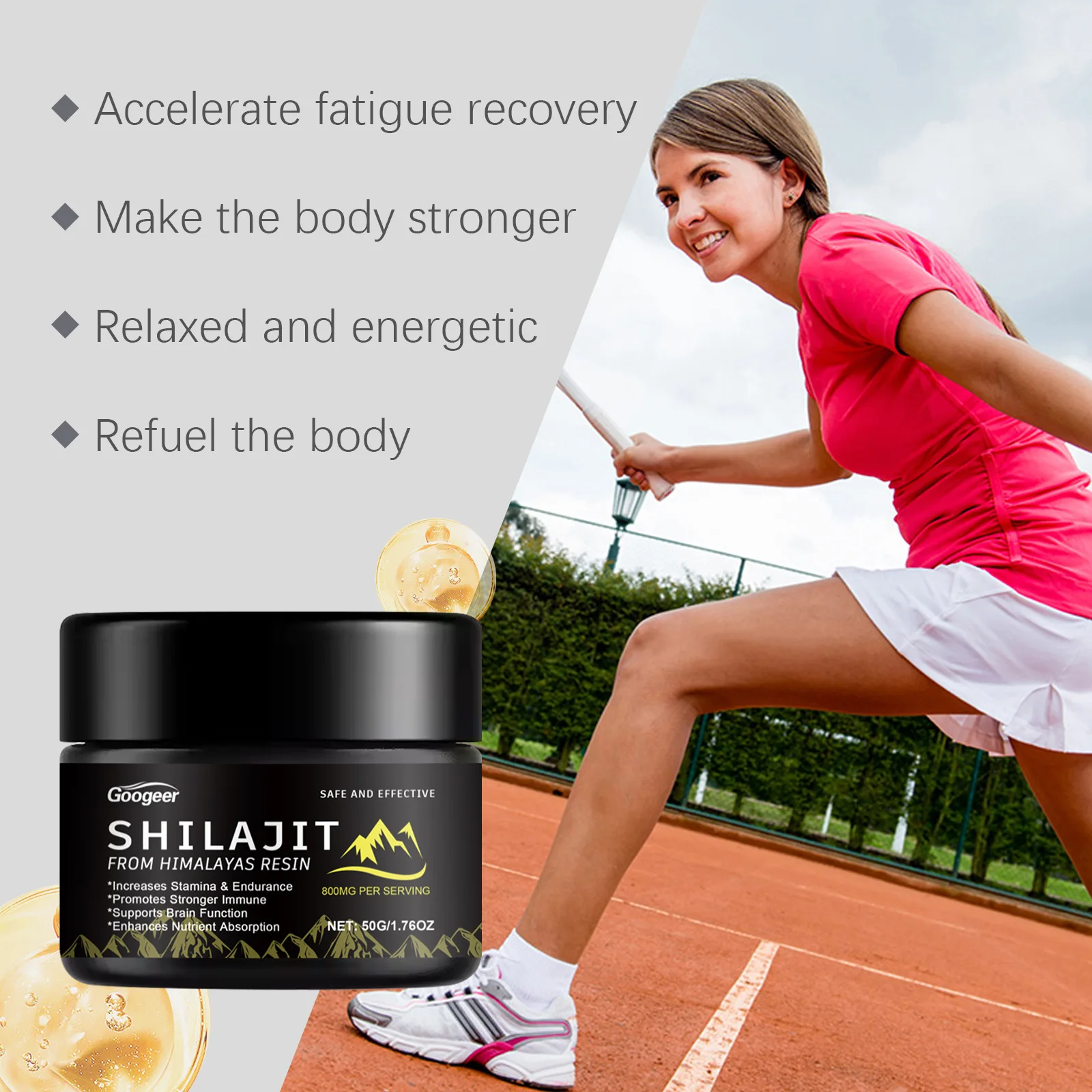 Pure 800MG Himalayan Natural Shilajit Resin Lab Fulvic Acid Tested 85+ Trace Minerals Fulvic Acid Care Lab Tested 1-5Bottles