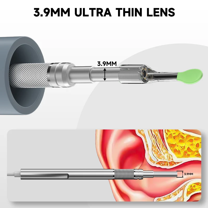 5 Inch Screen Digital Otoscope Camera HD1080P 3.9MM Ear Picker 6 LEDs Ear Wax Removal Tool Ear Cleaning Stick For Child Adults 4