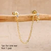 1 pièce 14K plaqué or cheval oeil chaîne gland Zircon boucles d'oreilles pour femmes géométrique minimalisme boucles d'oreilles bijoux accessoires