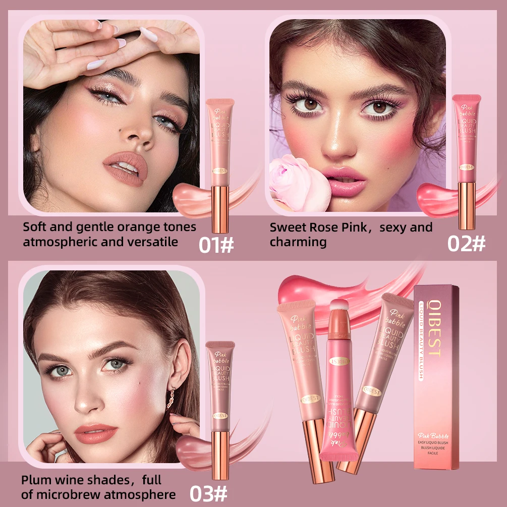 Blush Stick Liquid Blush Facial Blusher Blush Cream Cream Blusher QIBEST Beauty Liquid Blush Stick Pigment Lasting Natural Liquid Contouring For Face Blusher Cheek Tint Peach Cream Blush Makeup