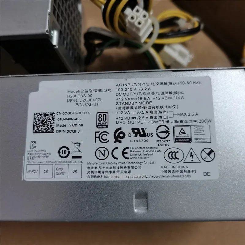 1PCS 오리지널 새 PSU 델 옵티플렉스 3060 5060 7060 6핀+4핀 80플러스 브론즈 200W 전원 공급 장치 CGFJT 0CGFJT H200EBS-00