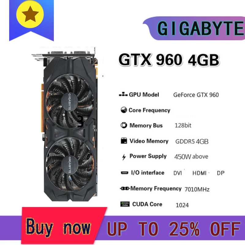 GIGABYTE GA Raphic Card GTX 750TI 950 960 1050TI 1060 1070 1650 2-3-4-5-6-8GB Video Cards GPU Support  Desktop CPU Motherboard gpu computer Graphics Cards