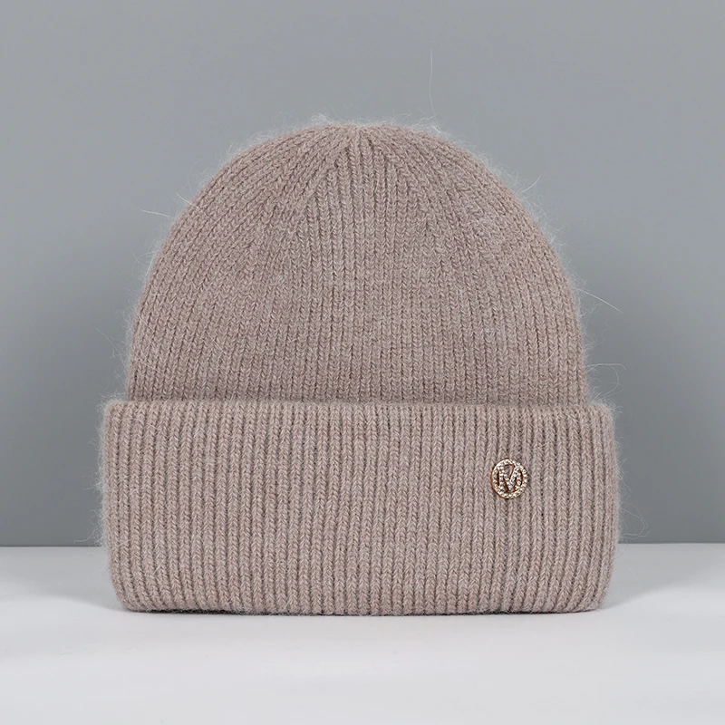 Women's Fashionable Real Rabbit Fur Winter Beanie - Warm and Stylish Solid Hat