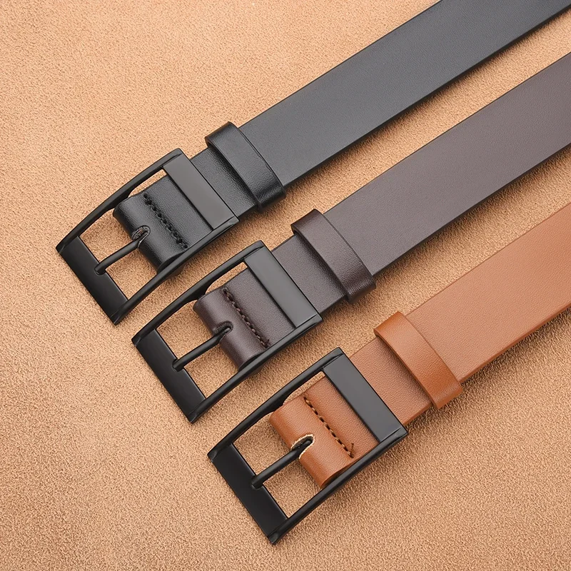 Mens PU Leather Belt with Metal Pin Buckle Luxury Designer Accessory