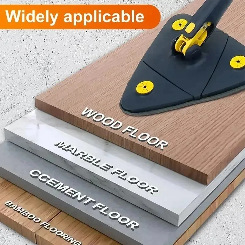 Esfregão de limpeza ajustável de 110cm, novo esfregão triangular 360 giratório, espansível, azulejo de banho, chão, parede, esfregão de limpeza profunda para conveniência 6