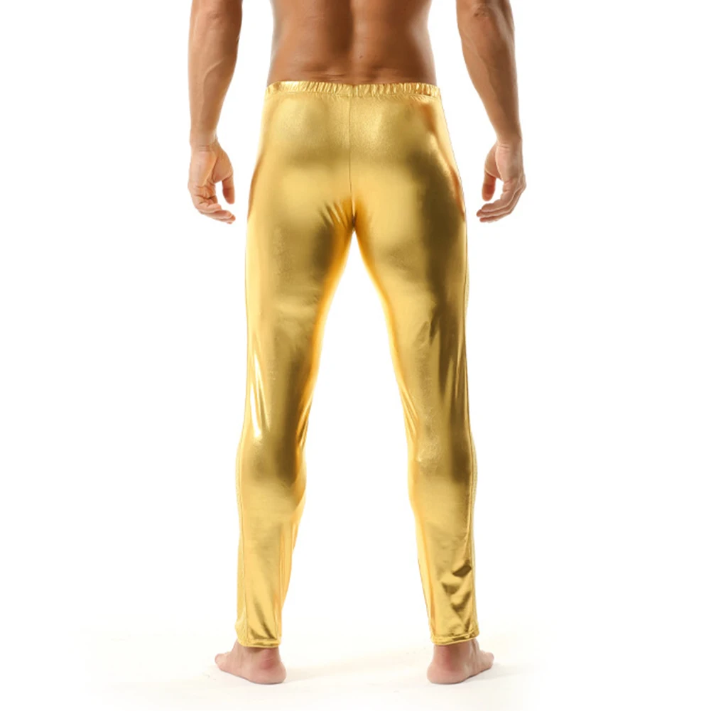 Mens Underwear Shiny Sweatpants Trousers Mesh Breathable Slim Fit Stretch Leggings Erotic Bodysuit Men Leggins Sexy Long Johns