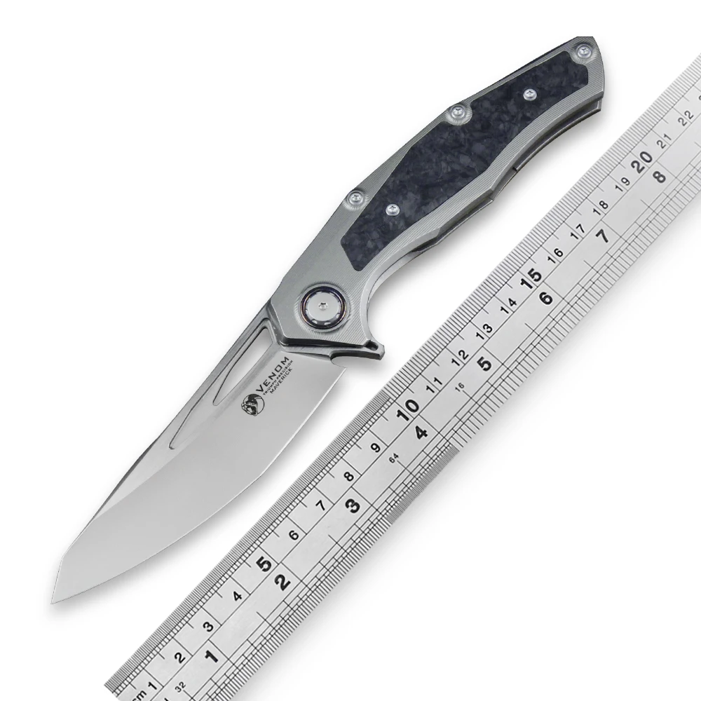 

VENOM Folding Knife Lone Ranger M390 CF+Titanium Outdoor Camping Hunting Survival Pocket Kitchen Fruit Knives EDC Tools