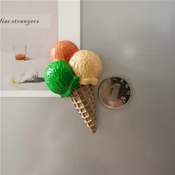 Charming 3D Resin Ice Cream Cone Refrigerator Magnet (Three ball cone)