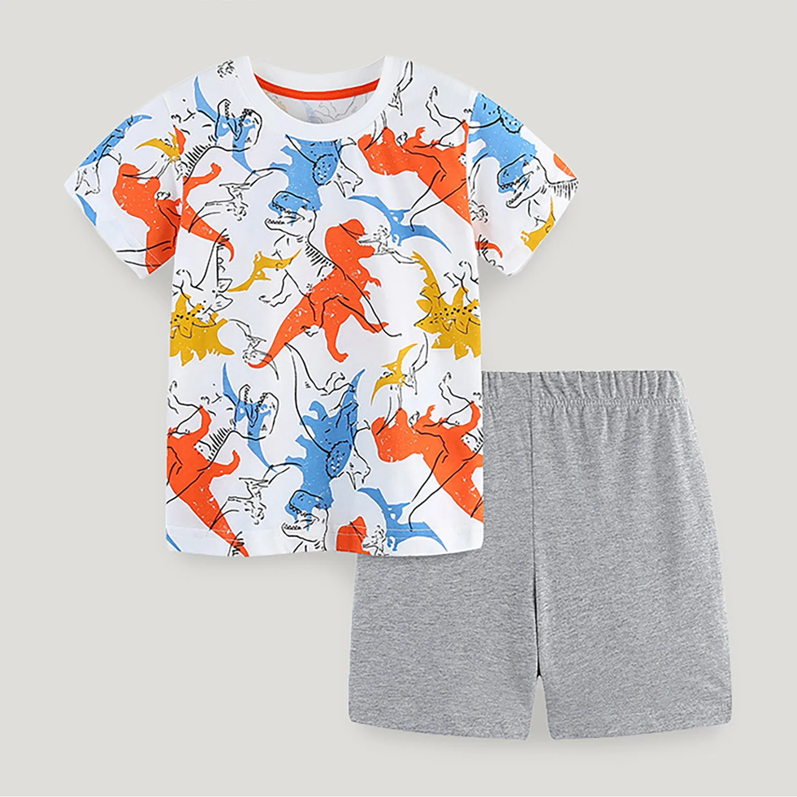 

Toddler Boys Summer Clothes Sets Casual Short Sleeve Cartoon Dinosaur Prints T Shirt Tops Shorts Kids 2PC Set Outfits Clothes