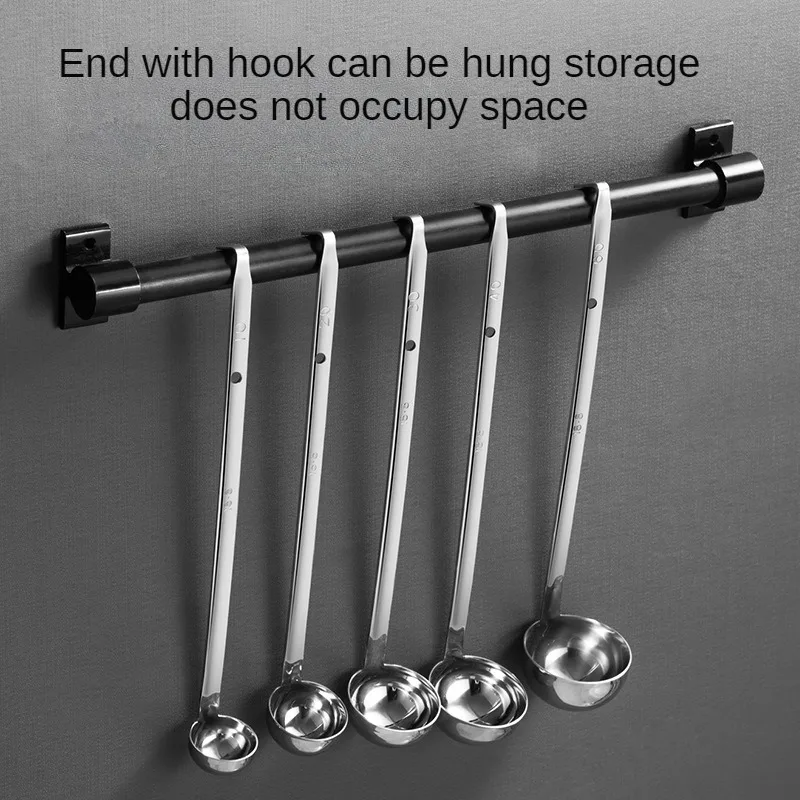 304 Measuring Spoon Stainless Steel Graduated Spoon with Hook Long Handle Gram Milk Tea Measuring kitchen measuring spoons