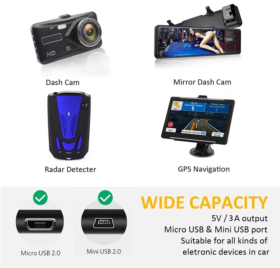 Jansite Dash Cam Hardwire Kit mit Typ-C-Anschluss für Jansite Mirror Dash  Cam, 12V-24V zu 5V Auto-Ladegerät Stromkabel