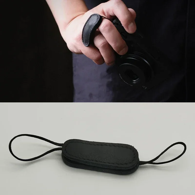 Black Genuine Leather Hand Finger Ring Band Lanyard Strap Sling Handle Camera String Bracelet Ricoh GR2 GRII GR3x GRIII camera strap