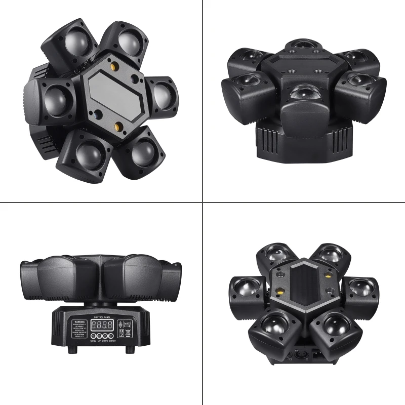 LED Moving Head 80W RGBW 4in1 Mini Six Arm Beam Strobe Light Yellow Flash Dj Bar