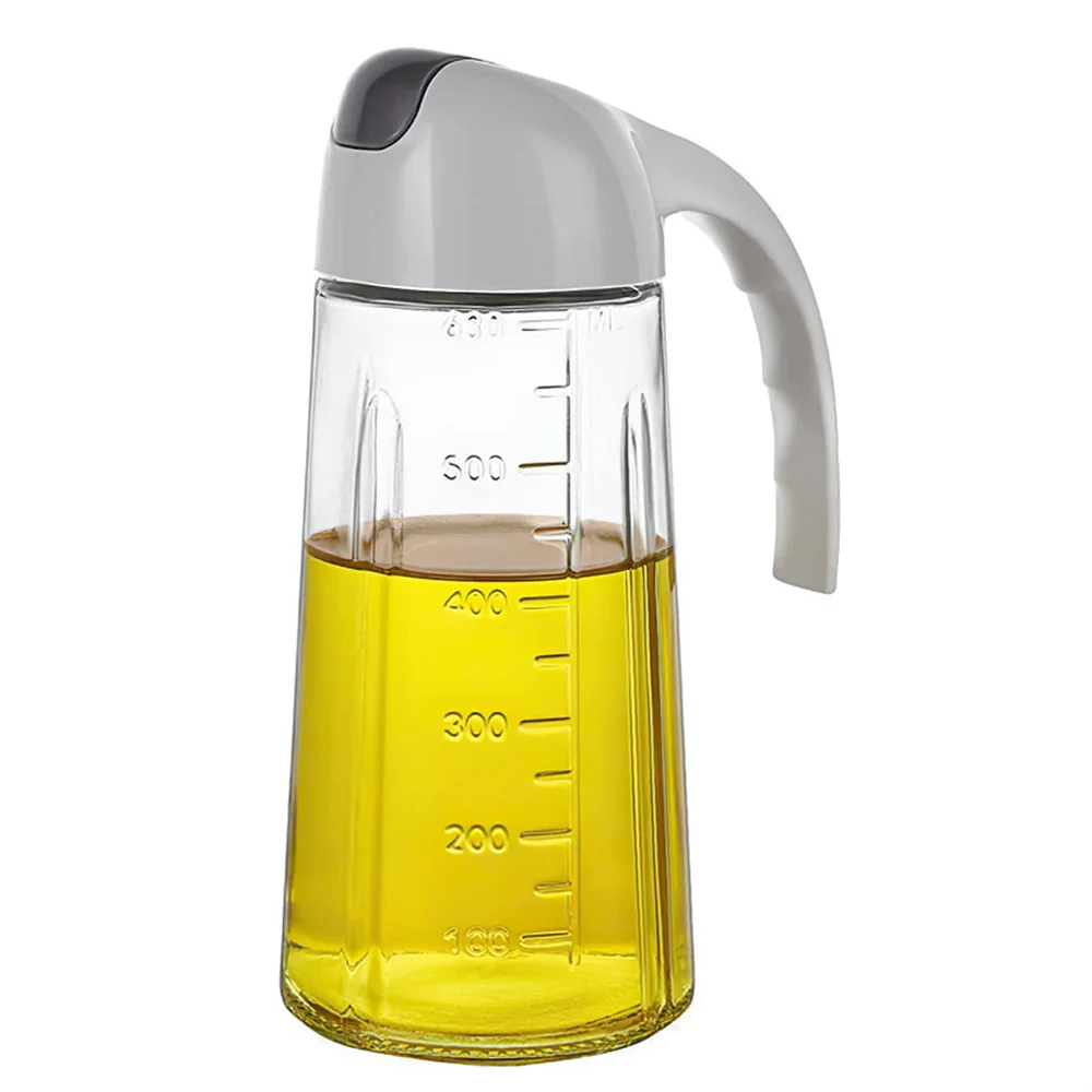 Oil Bottle Dispenser Glass Oil Sauce Bottle Dispenser Kitchen Leakproof Glass Bottle 630ML 22OZ Auto Flip