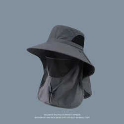 UV Protection Outdoor Sun Hat - Unisex Hiking and Fishing Cap with Neck Flap Visor (Dark Grey)