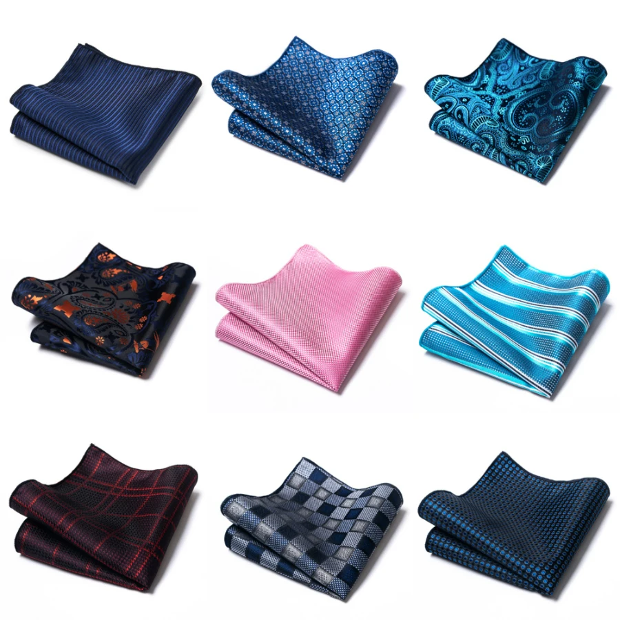 Fashion Brand Vangise Brand Silk Hanky Dark Blue Dot Man Fit Formal Party Easter Day Pocket Square Handkerchiefs