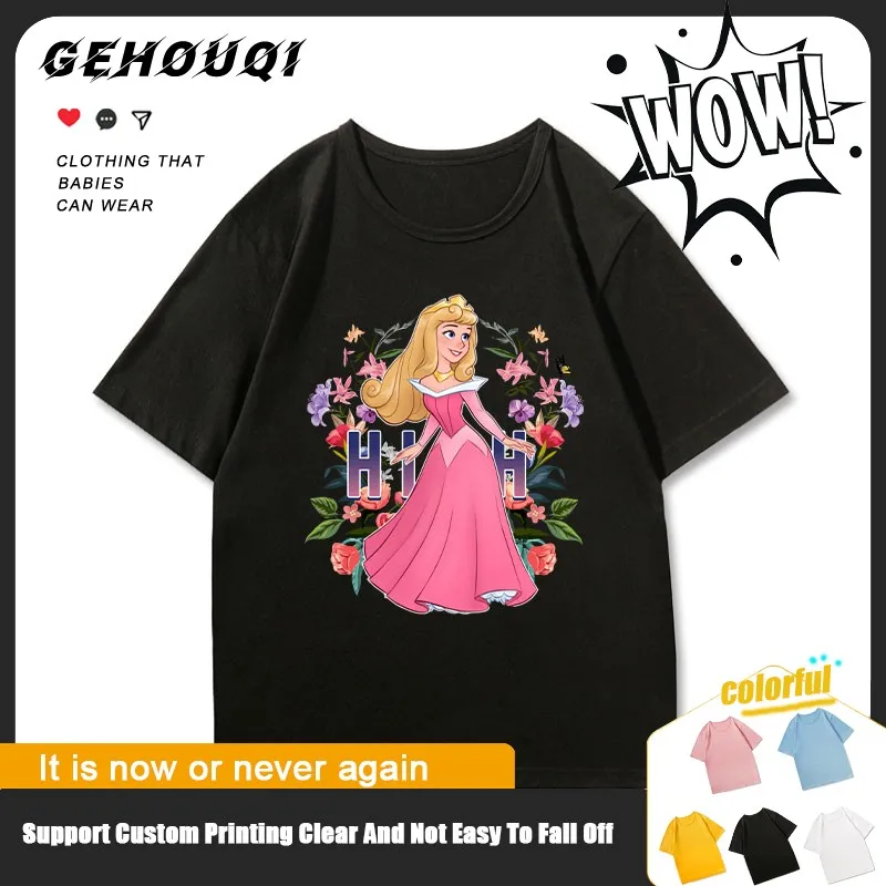 

Disney Snow White Co-branded T-shirt Women Short Sleeve Seven Dwarfs Girls Cartoon Clothes Children Cotton Tide