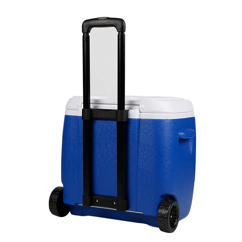 28L Portable Plastic Outdoor Camping Cooler Medical Vaccine Blood Transport Ice Cooler Box with Wheel and Handle