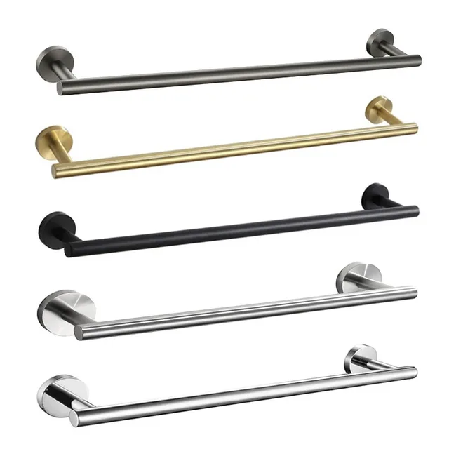ราวแขวนผ้าเช็ดตัวติดผนังแบบเดี่ยวโครเมียมขัดเงา/แปรงทอง/นิกเกิลขัดเงา/สแตนเลสสีดำ 1