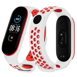 Sport Silicone Strap Bracelet Replacement Wristband for Mi band 3 4 (9 whie-red)