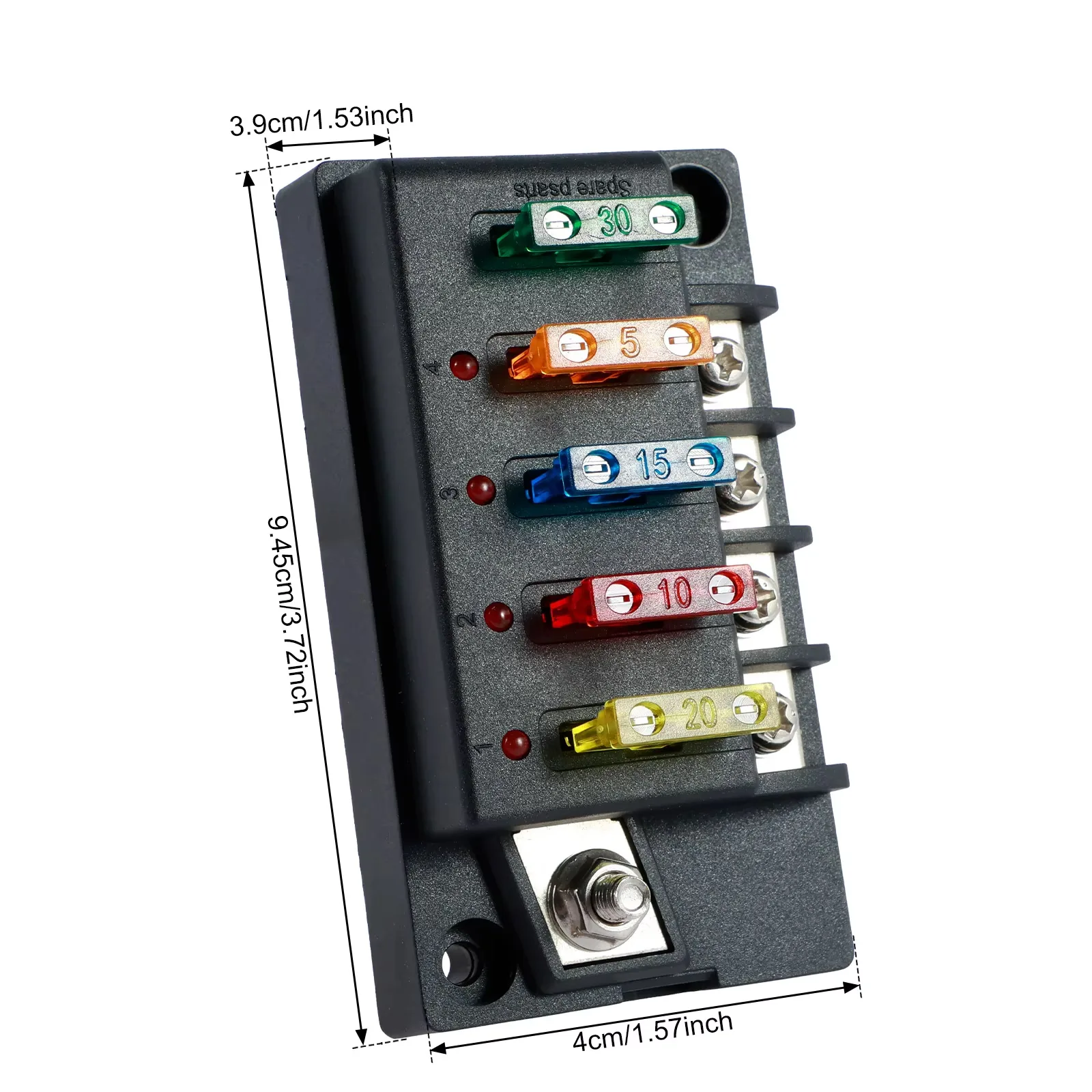 Scatola Portafusibili 12 Vie 12-24V Impermeabile Con LED E Bus Negativo - Per Auto, Camper, Barca, Con Fusibili 5A/10A/15A/20A