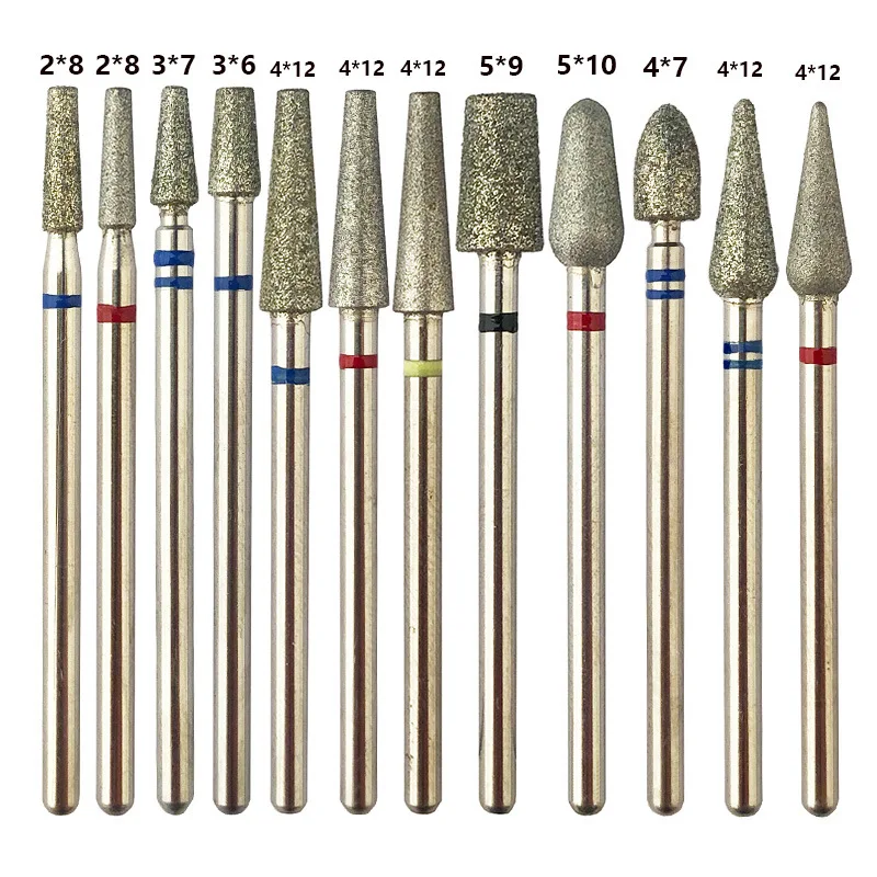 12 Types Diamond Milling Cutter Nail Drill Bits for Manicure Cuticle