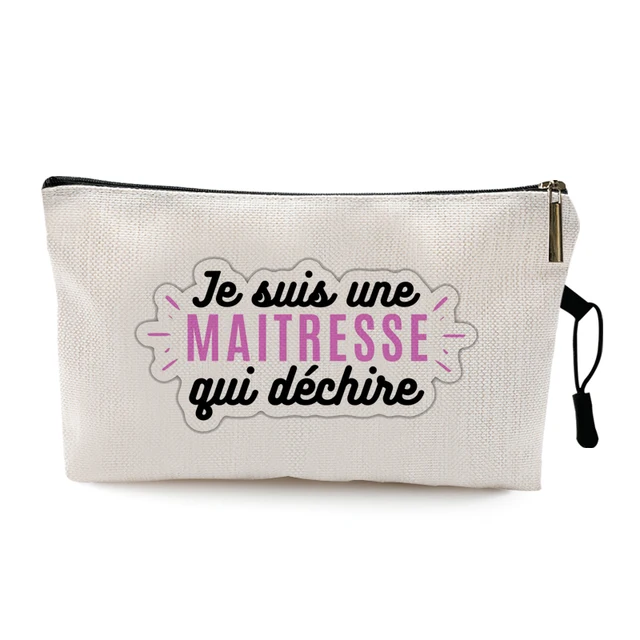 Teacher's Day Graduation Gift Cosmetic Bag Super Atsem Merci Maitresse Print Women Neceser Makeup Bag Pouch Travel Organizer Pattern 6