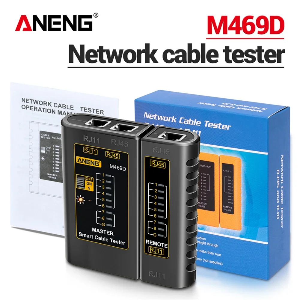Network Cable Tester ANENG M469D Network Cable Tester RJ45 RJ11 LAN Telephone Line Tracker