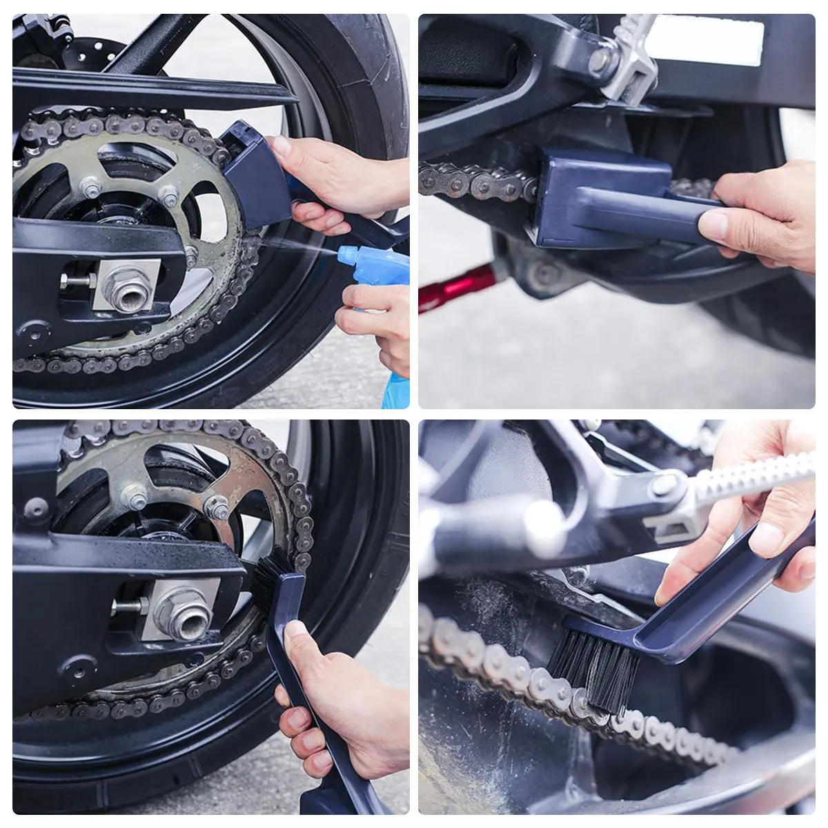 Motorcycle Bike Chain Cleaner Dual Heads Bicycle Cleaning Brush Reusable Bike Chain Gears Brush Cleaner Tool Durable Bicycle