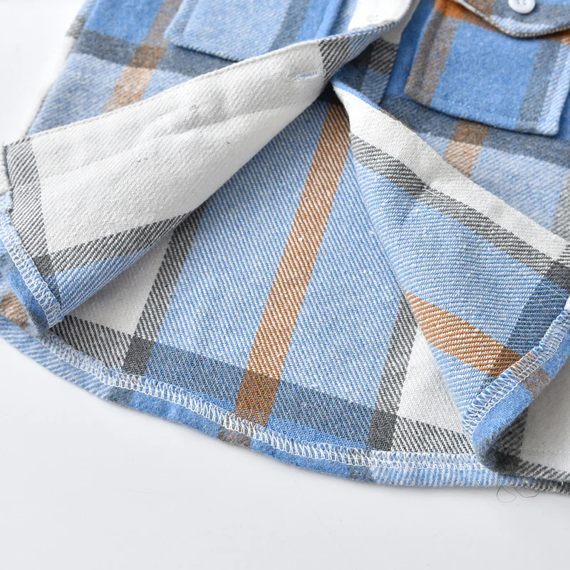 Top and Top Autumn Winter Unisex Baby Boys Girls Long Sleeve Cotton Plaid Shirts Infant Toddler Casual Button Down Blouses Tops