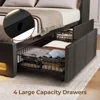 Twin Bed Frame with LED Lights and Charging Station, Upholstered Bed with Drawers, Wooden Slats, Noise Free, Easy Assembly 5