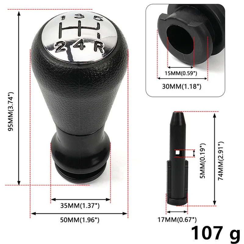 Accessoire Auto Intérieur - Adaptateur Pour Peugeot 206 307 Citroën C3 C4 - Plastique Pommeau Levier Vitesse Blanc